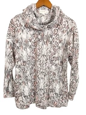 French Laundry Animal Print Pocket Ribbed Hoodie Large